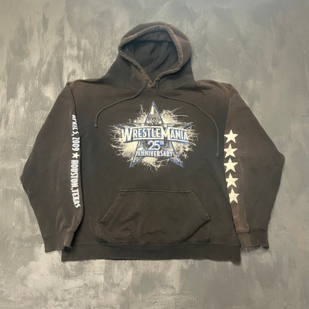 Vintage WrestleMania 25th Anniversary Hoodie Mens XL Black 2009 WWE